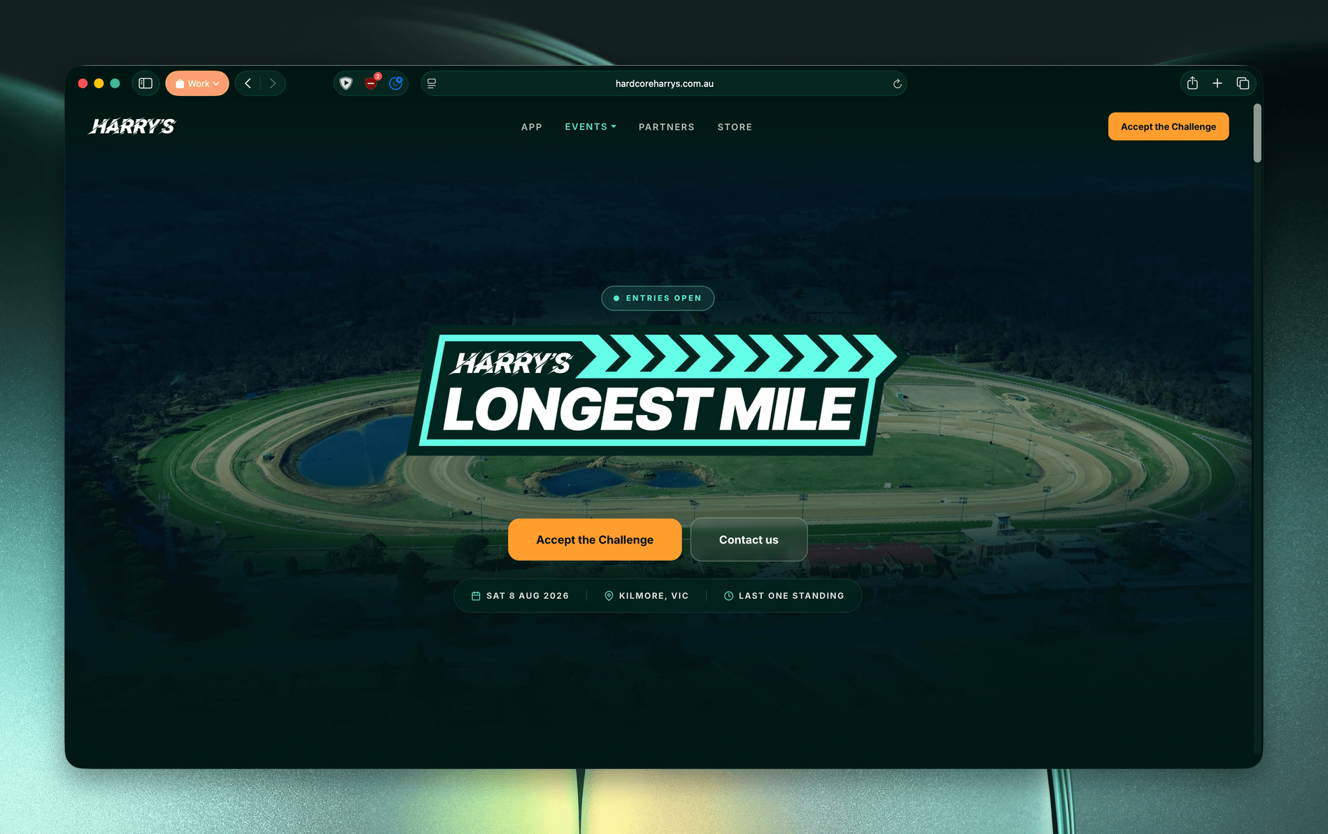 Harry's Longest Mile event landing page