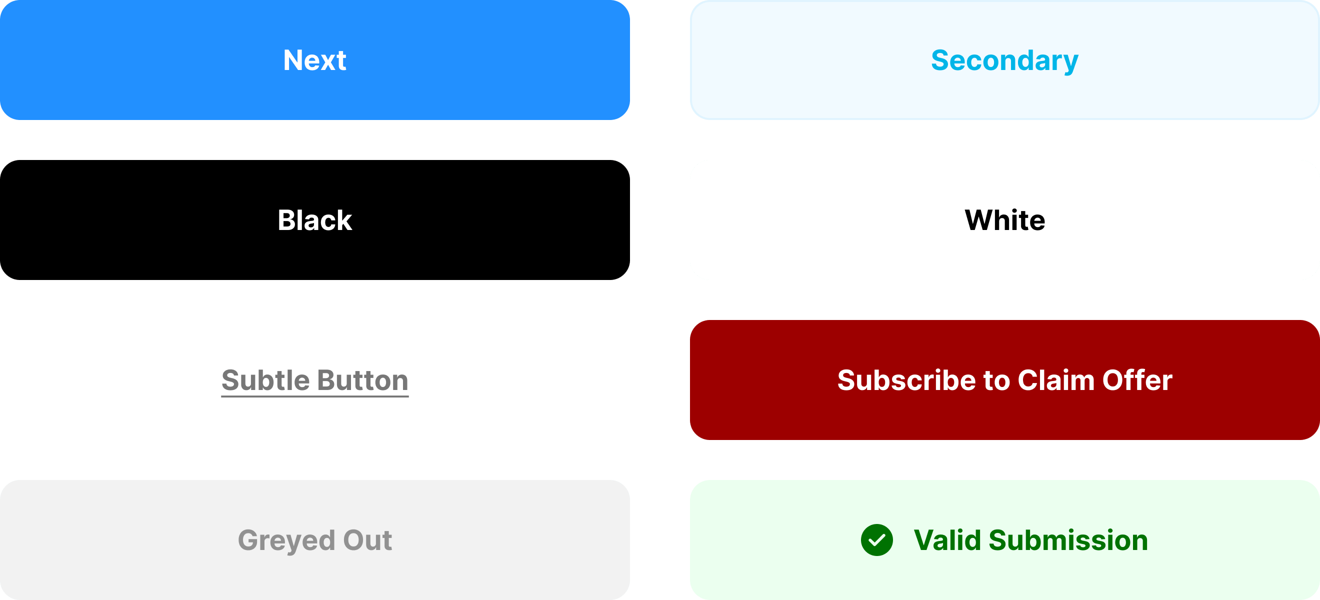 CTA button variant matrix. Every size, every state, every icon combination in one place.
