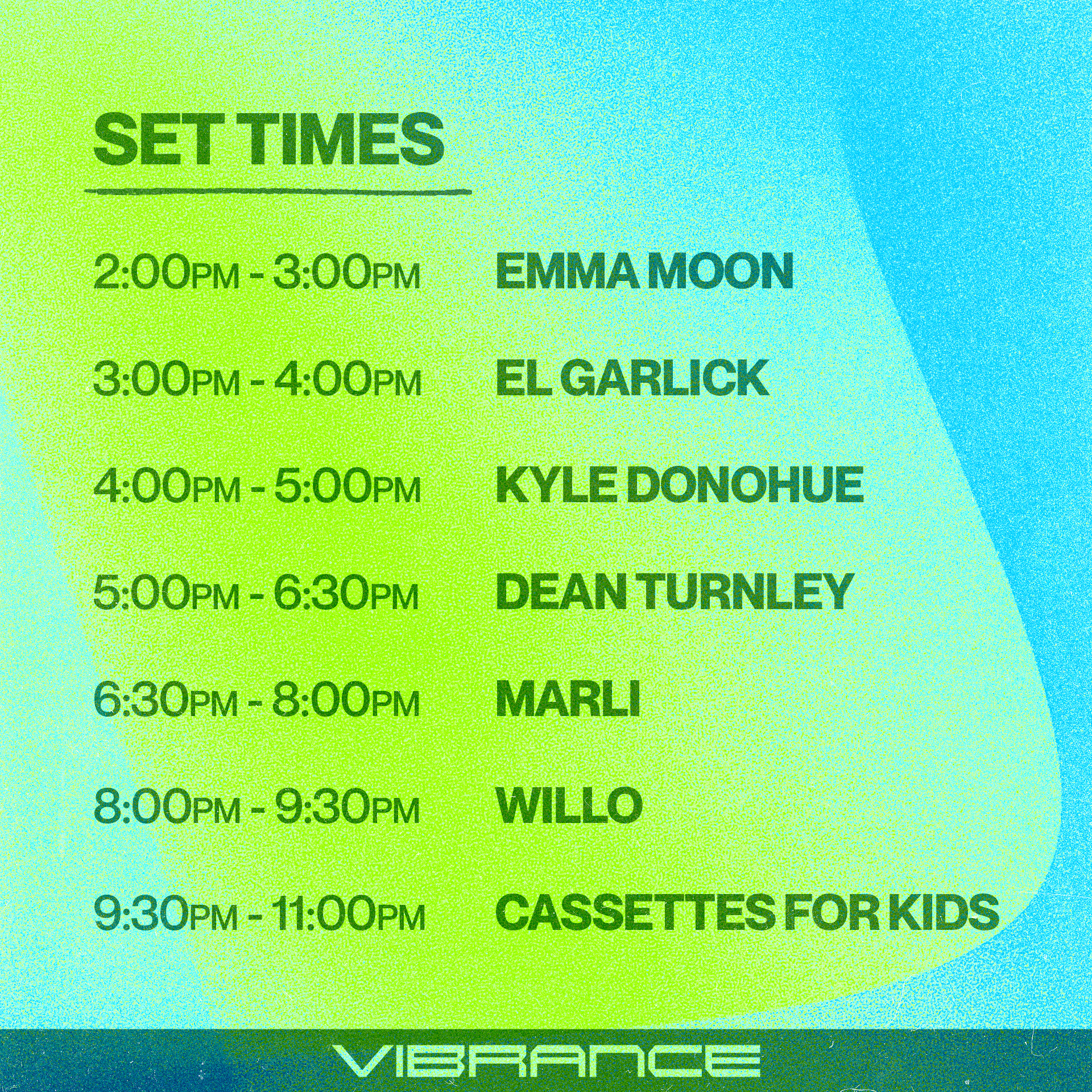 VibBirthday 1x1 SetTimes