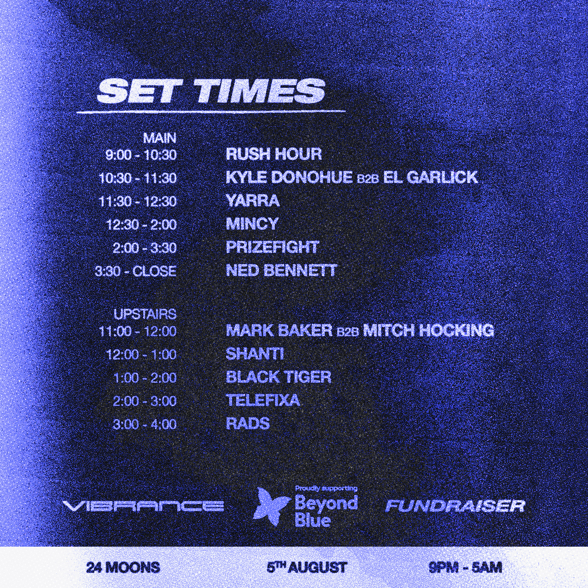 V BeyondBlue 1x1 SetTimes